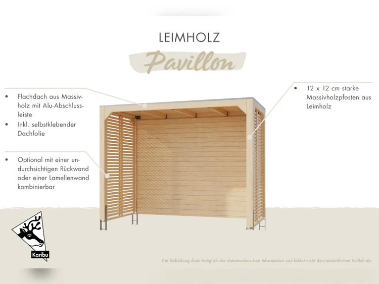 Karibu Pavillon Cubus halb, natur – Bild 4