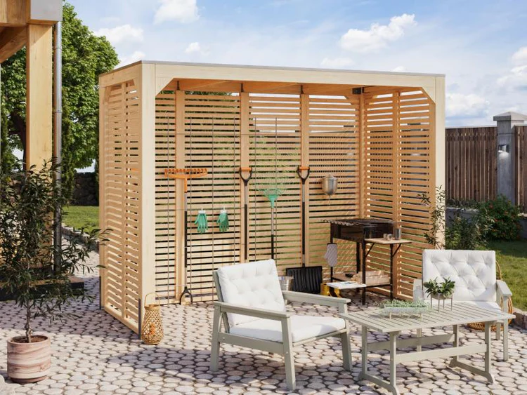 Karibu Pavillon Cubus halb, natur – Bild 3